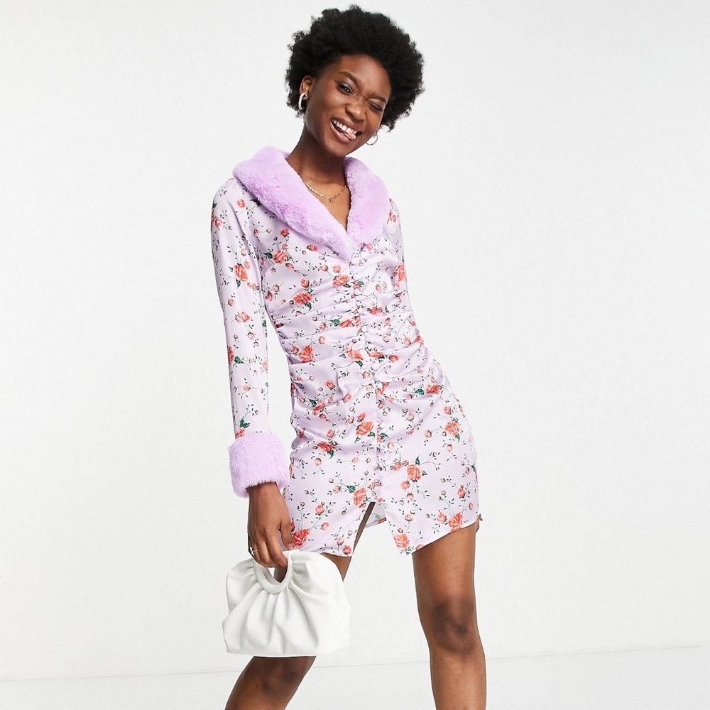 ASOS Satin lilac floral mini dress